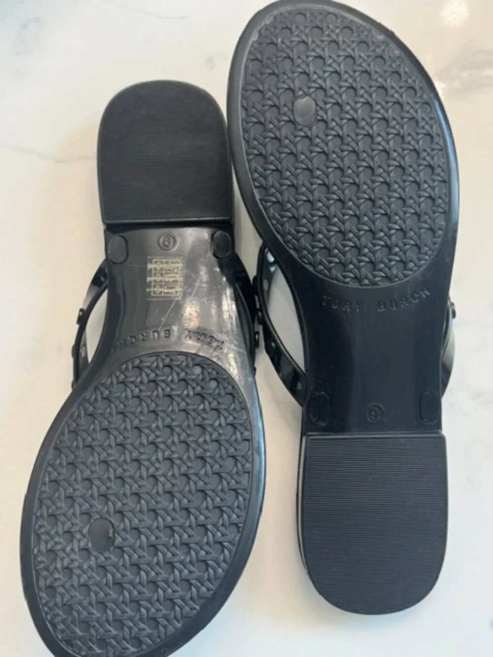 Tory Burch Studded Jelly Sandals sz 9 Black